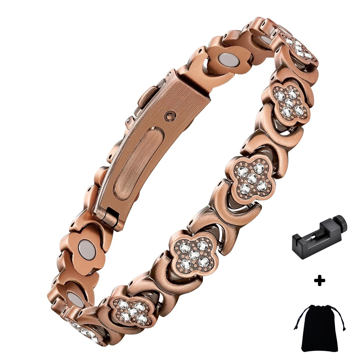 

Женский браслет CATZ из чистой меди, браслет для облегчения боли с супермагнитной терапией и кубическим цирконием для подарка женщине