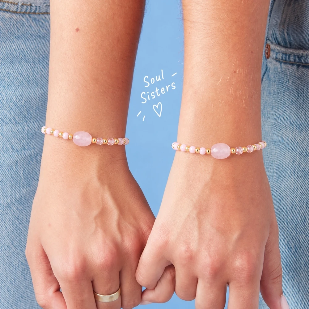 1pc Women's Cute Pink Crystal Beaded Strand Bracelet with Round Beads Copper Accents Adjustable Lace-Up Closure