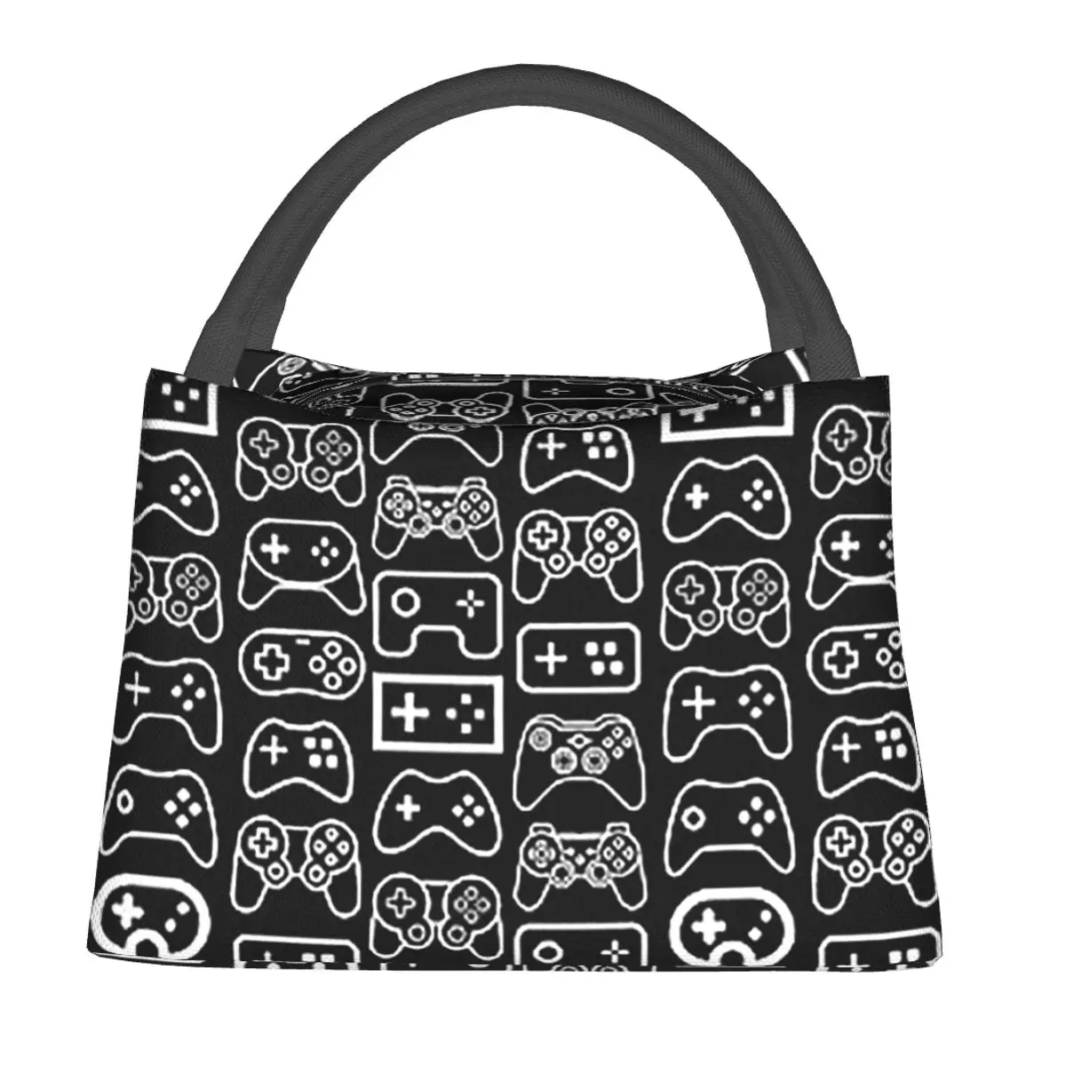 Gaming Controllers White - Black Variant Lunch Bags Insulated Bento Box Lunch Tote Picnic Bags Thermal Bag for Woman Girl Work