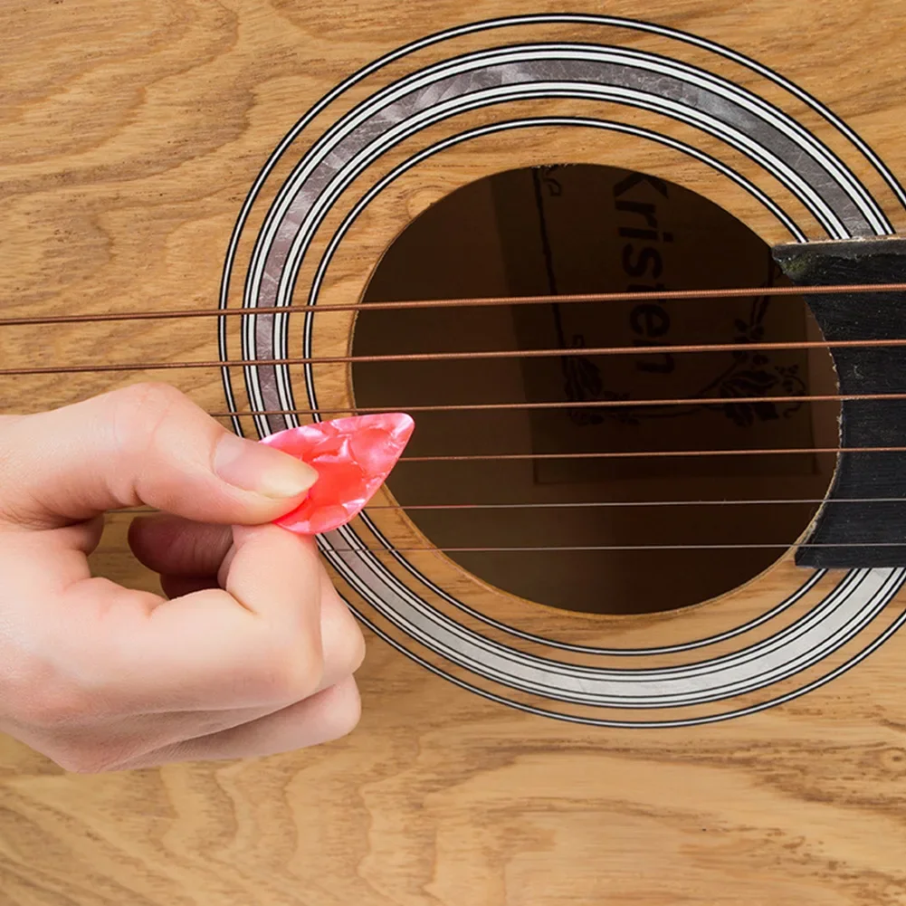 Púas de celuloide para guitarra, 0,46mm de espesor, 12 Uds., bajo eléctrico acústico, patrón específico suave