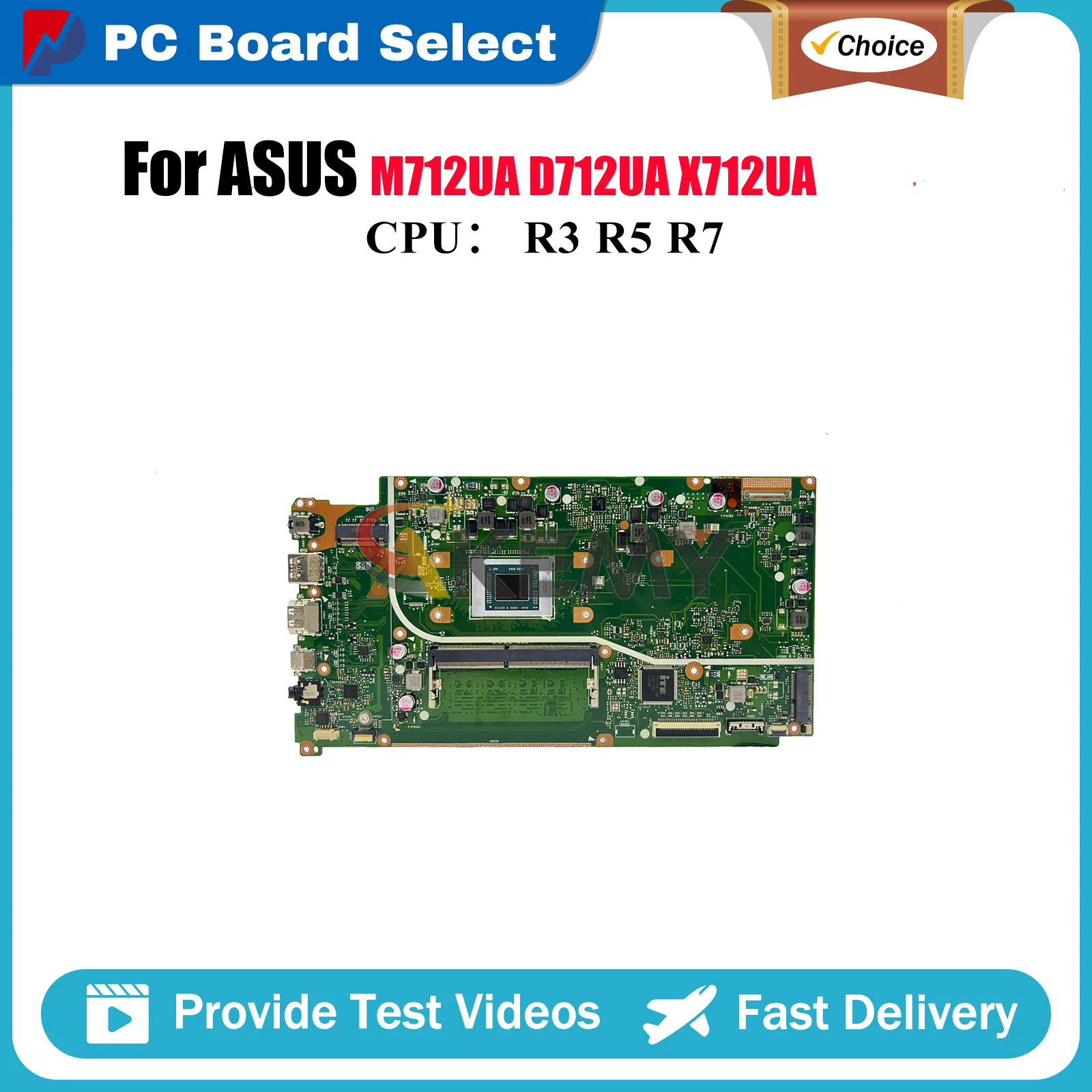 

X712UA Материнская плата для ноутбука ASUS VivoBook M712UA X712UA D712UA X712U Материнская плата для ноутбука с процессором R3 R5 R7 100% tests OK stk