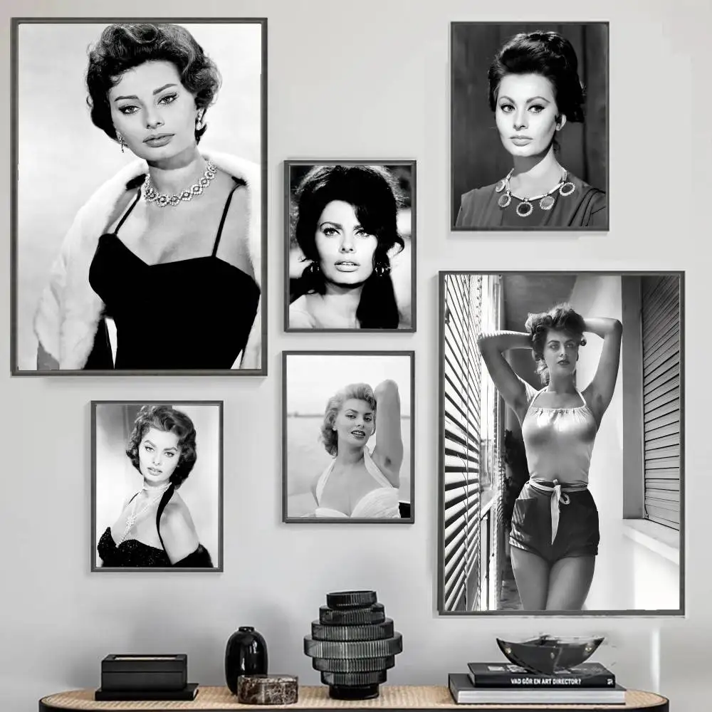 الموضة الحديثة ستار صوفيا لورين المشارك لا مؤطرة المشارك كرافت نادي بار ورقة خمر جدار الفن اللوحة غرفة نوم دراسة ملصقات #1