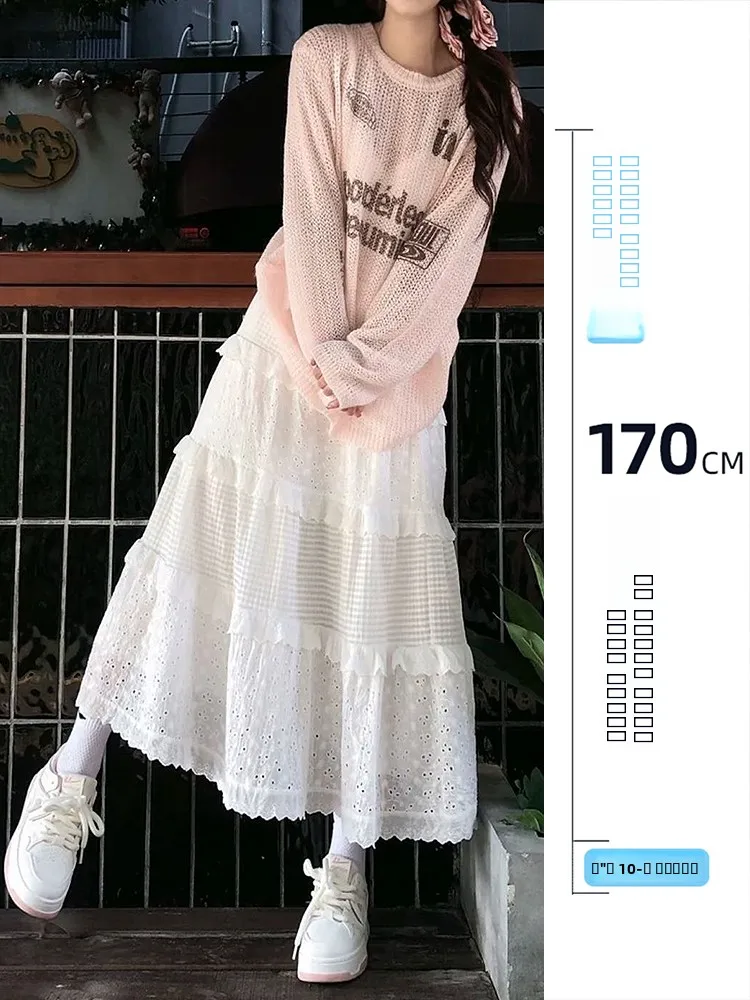 

Женская пышная юбка с богатой отделкой, весна-лето, с высокой талией, ажурная, с большим оборотом, в корейском стиле, для повседневной носки