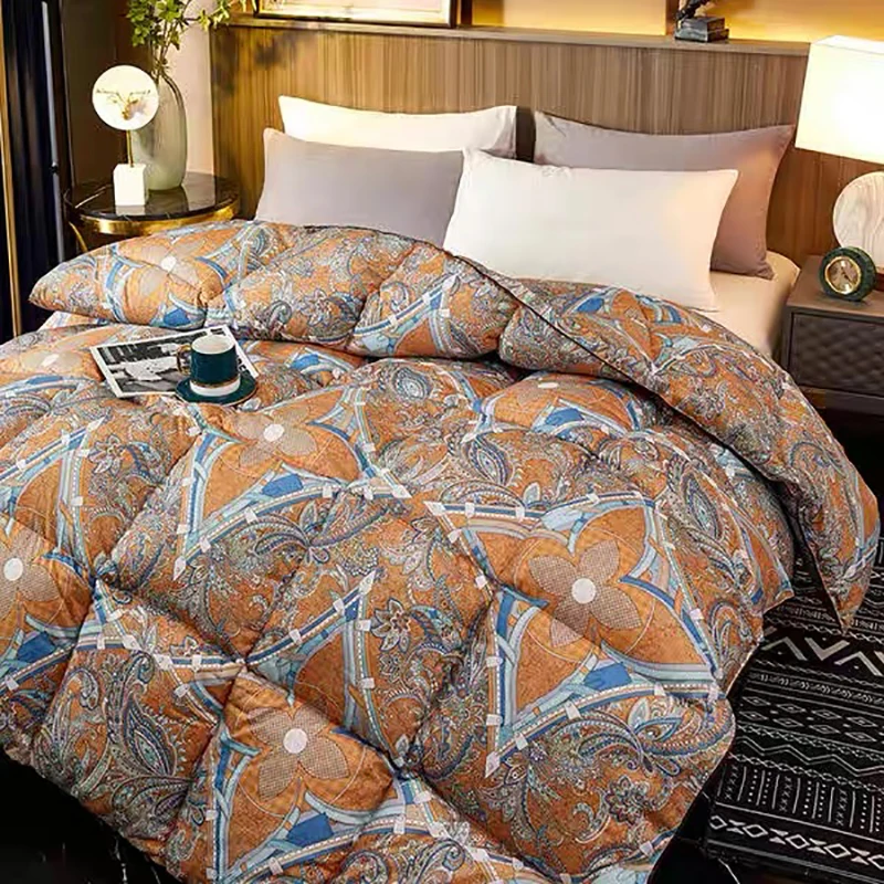 

Luxury Duvet Thick Winter Comforters Cotton White Duck 95% Goose Down Filler Queen King Size Quilt 3D Bread Blanket Bedspread