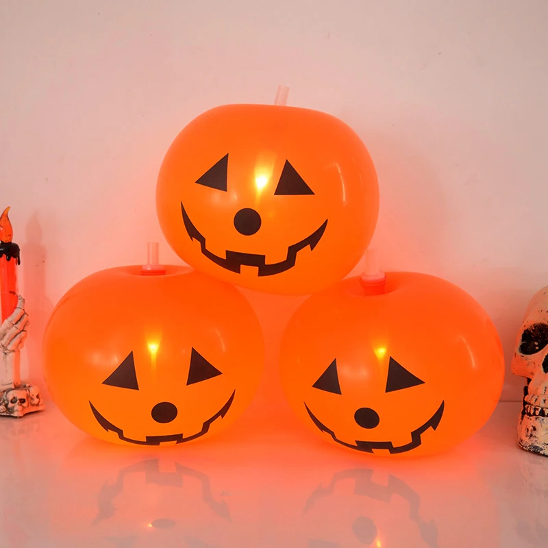 Globos LED brillantes para Halloween, globos de látex de calabaza fantasma de terror, decoraciones para fiesta de Halloween para el hogar, interior