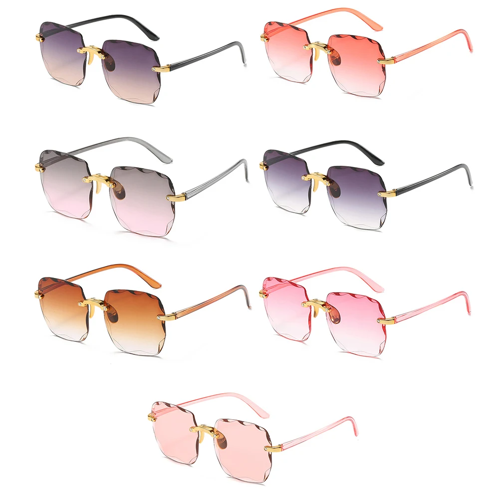 Summer UV400 Gradient Sun Glasses Shades Eyewear Square Rimless Sunglasses for Women Frameless