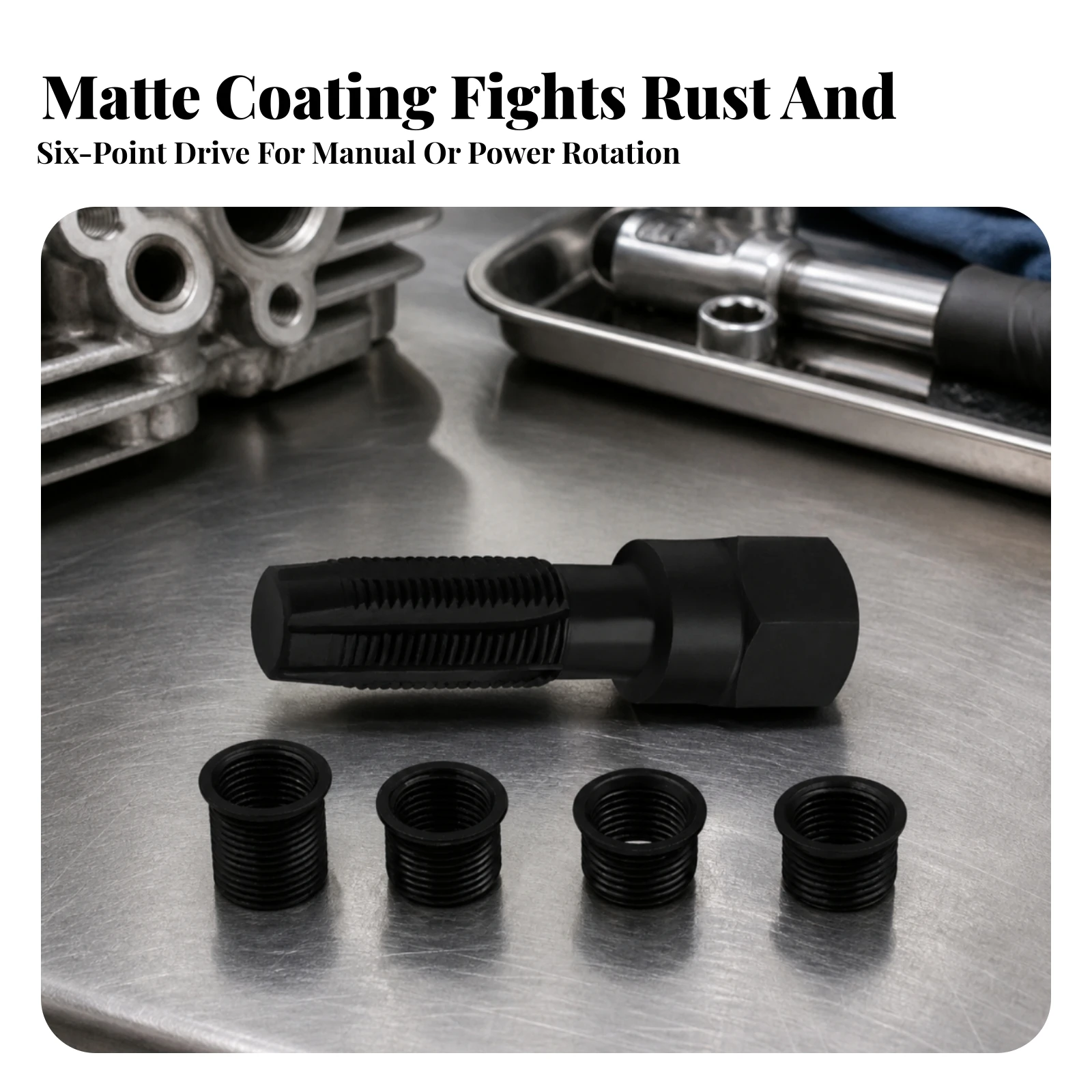 Plug Thread Chaser Heavy Duty Plug Thread Repair Tool with Repair Inserts Black for Mechanics