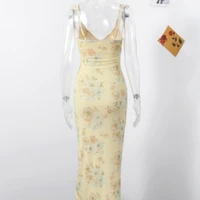 Summer Flower Printed Women's Sexy Low-cut Dress Sleeveless Backless Slim Sling Dresses 2025 Beach Vacation Lady Vestidos - Image 5