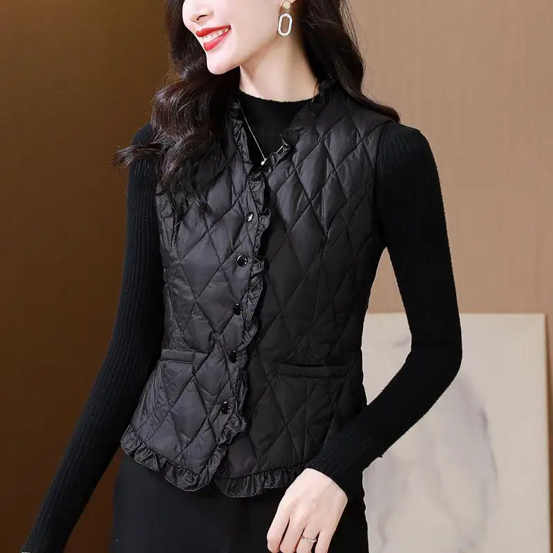 

Women's Lightweight Du down Vest Autumn Winter Sle Inner Warmth Faionable ort Design Commute Sle Korean Fit