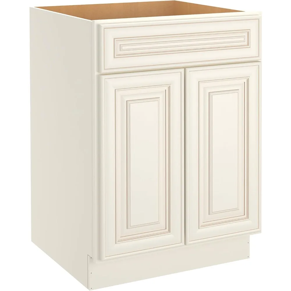 خزائن قاعدة المطبخ من LOVMOR، خزانة تخزين جانبية، خزانة مدخل مع درج واحد ورف قابل للتعديل، 24 عرض × 24 عمق × 34-1/2