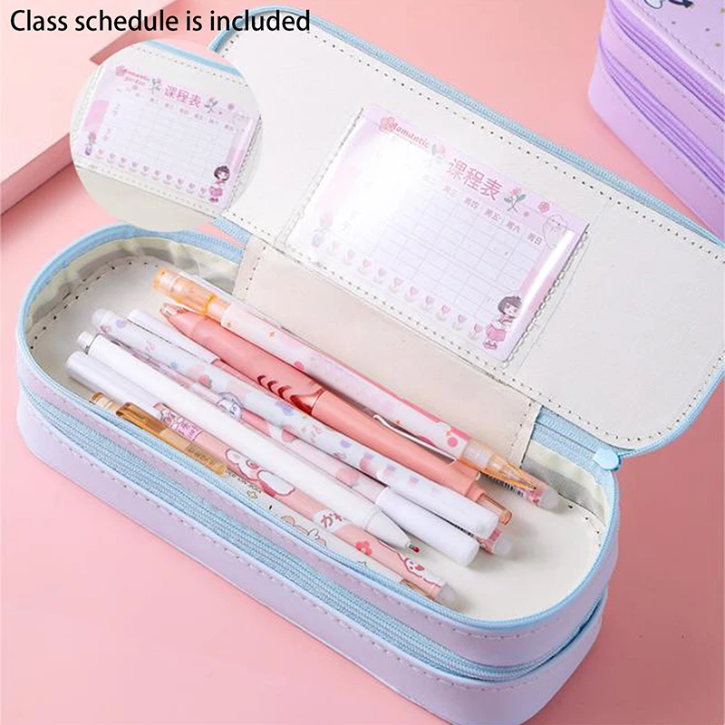 Imagem -05 - Grande Capacidade Lápis Case dos Desenhos Animados Double Layer Pen Box Bolsa de Lápis Kawaii Criativo Material Escolar Papelaria Presentes