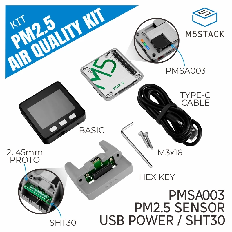 Kit oficial de calidad del aire PM2.5 M5Stack (PMSA003 + SHT30)