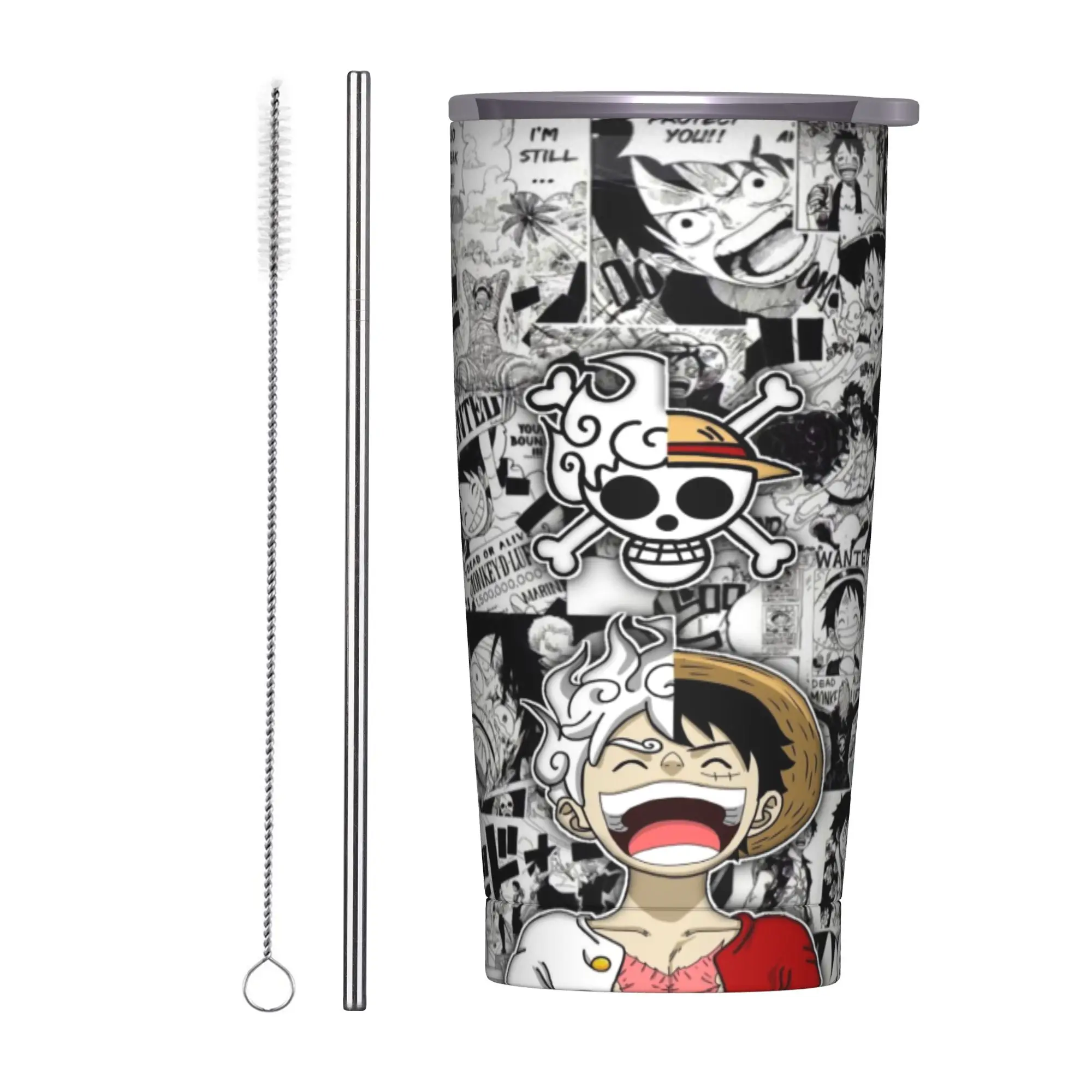 

Луффи Зоро Тони Чоппер аниме Стакан с соломой Стаканы из нержавеющей стали Чашка с двойными стенками с вакуумной изоляцией для холода или горячего, 20 унций