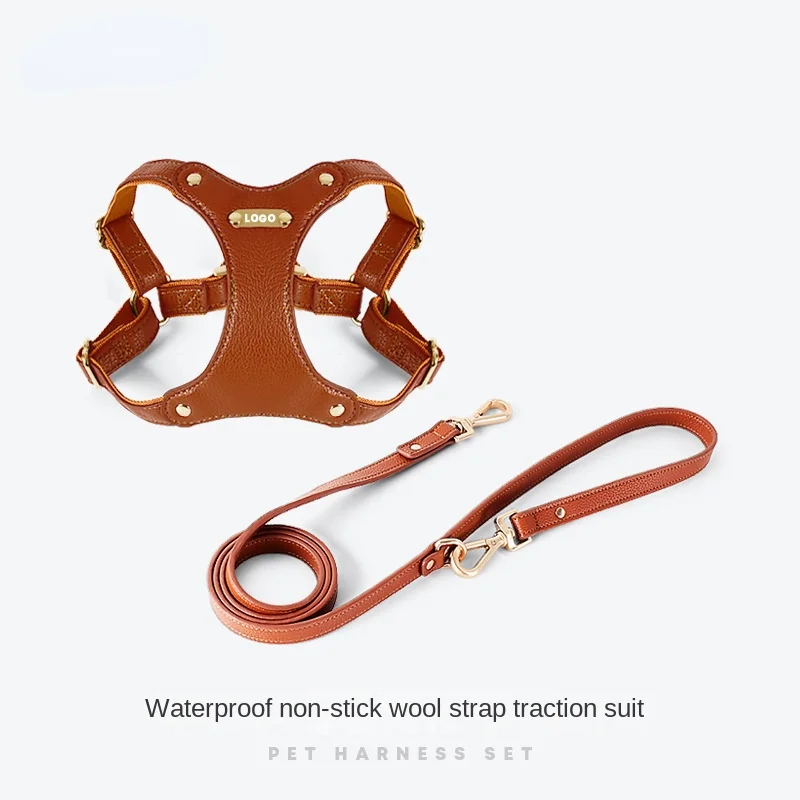 Soft Leather Pet Vest Chest Strap Dog Outdoor Haulage Rope Package Dog Collar Small and Medium-Sized Dogs Pet Accessories