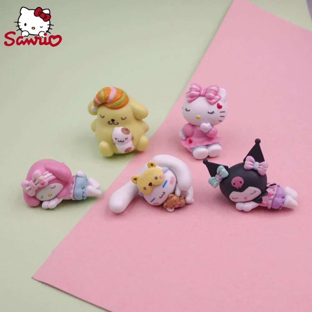 Sanrio-funda de teléfono con forma de cachorro durmiente, figura de Anime, Material decorativo para pastel, Cinnamoroll, Pachacco, juguetes Kawaii, Kuromi