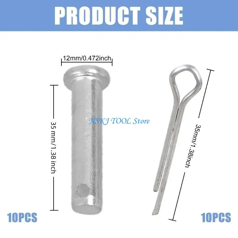 L8RC 10Pcs Flat heads Cylindrical Pin Fastener Stainless Steel Flat heads Cylindrical Pin for Trailer Lock, Mechanic Repair