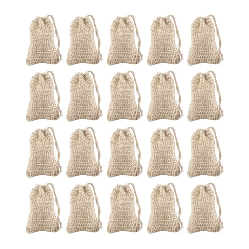 

150Pcs Shower Bath Sisal Soap Bag Natural Sisal Soap Bag Exfoliating Soap Saver Pouch Holder