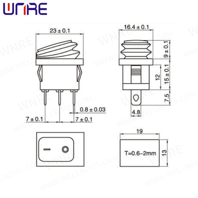 5Pcs KCD1-101 Cat Eye Switch 2Pin Rocker Switch 2 Position  ON-OFF Power Switch Black