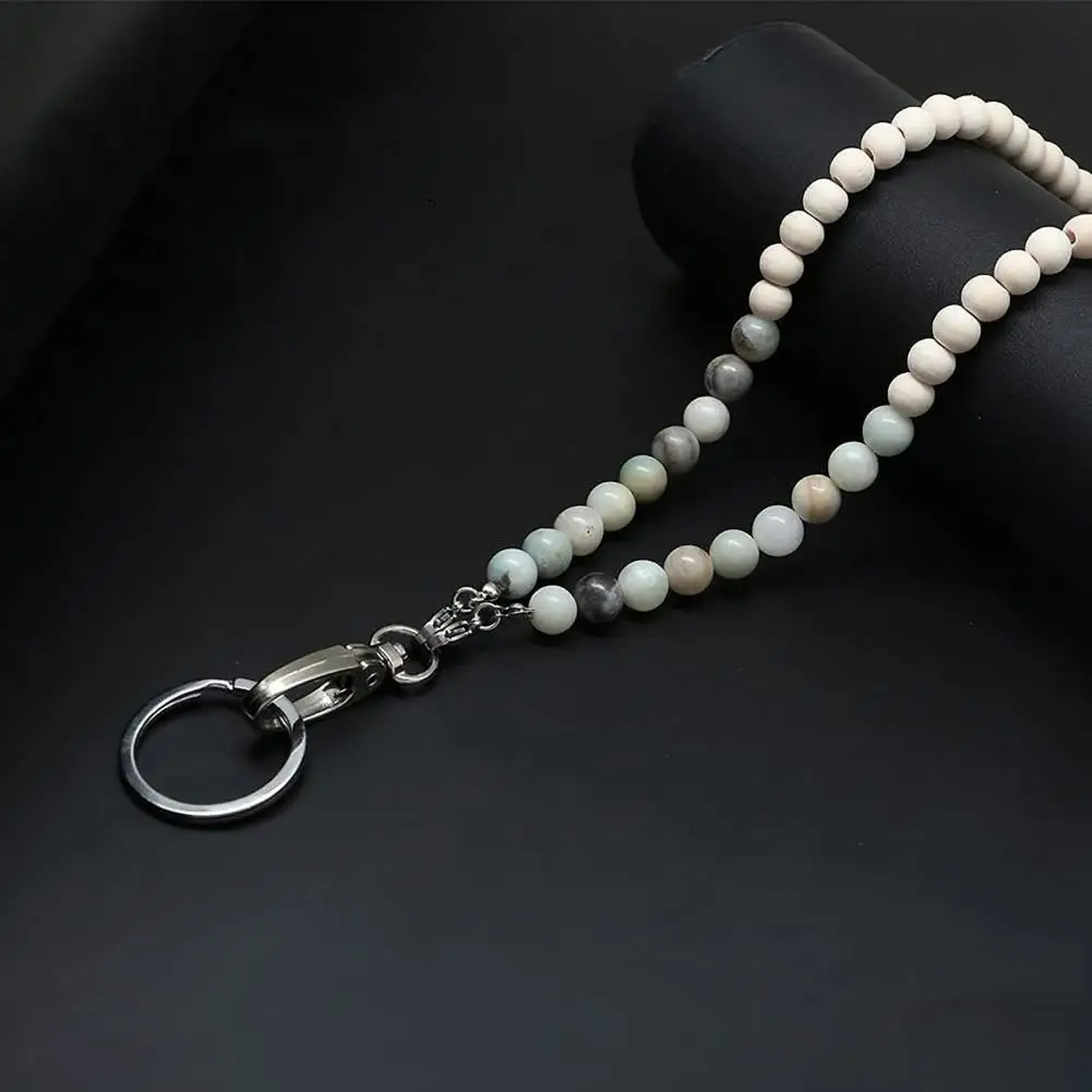 Naszyjnik ze smyczą do okularów Kolorowe drewniane koraliki Smycz dla nauczyciela Uchwyt na identyfikator Wysuwana szpula na identyfikator Łańcuszki do okularów dla edukatorów