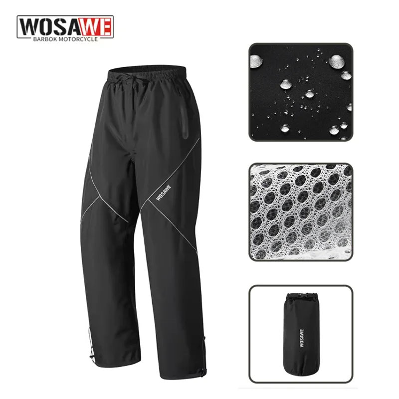 

WOSAWE Waterproof Motorcycle Pants Hiking Trekking Climbing Rain Pants Outdoor Sports Quick Dry Mountain Trousers Zipper Pockets