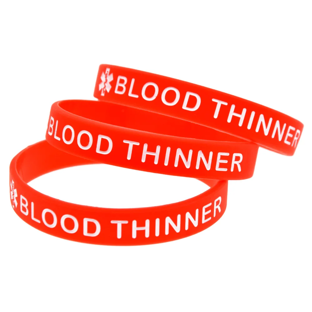 1 Stück/7 Stück Blutverdünnendes Silikon-Armband, medizinisches Warnarmband, Erwachsenengröße – Detail 8