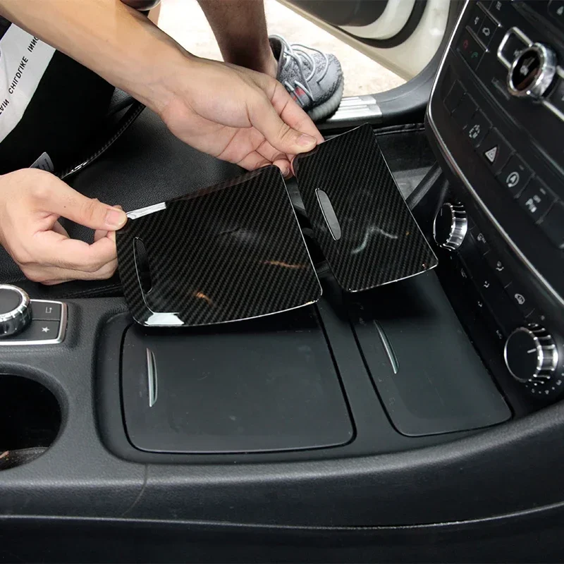 

For Mercedes Benz CLA GLA A Class W117 W176 Car Central Center Storage Box Panel Trim Cover Stickers Metal Car Accessories