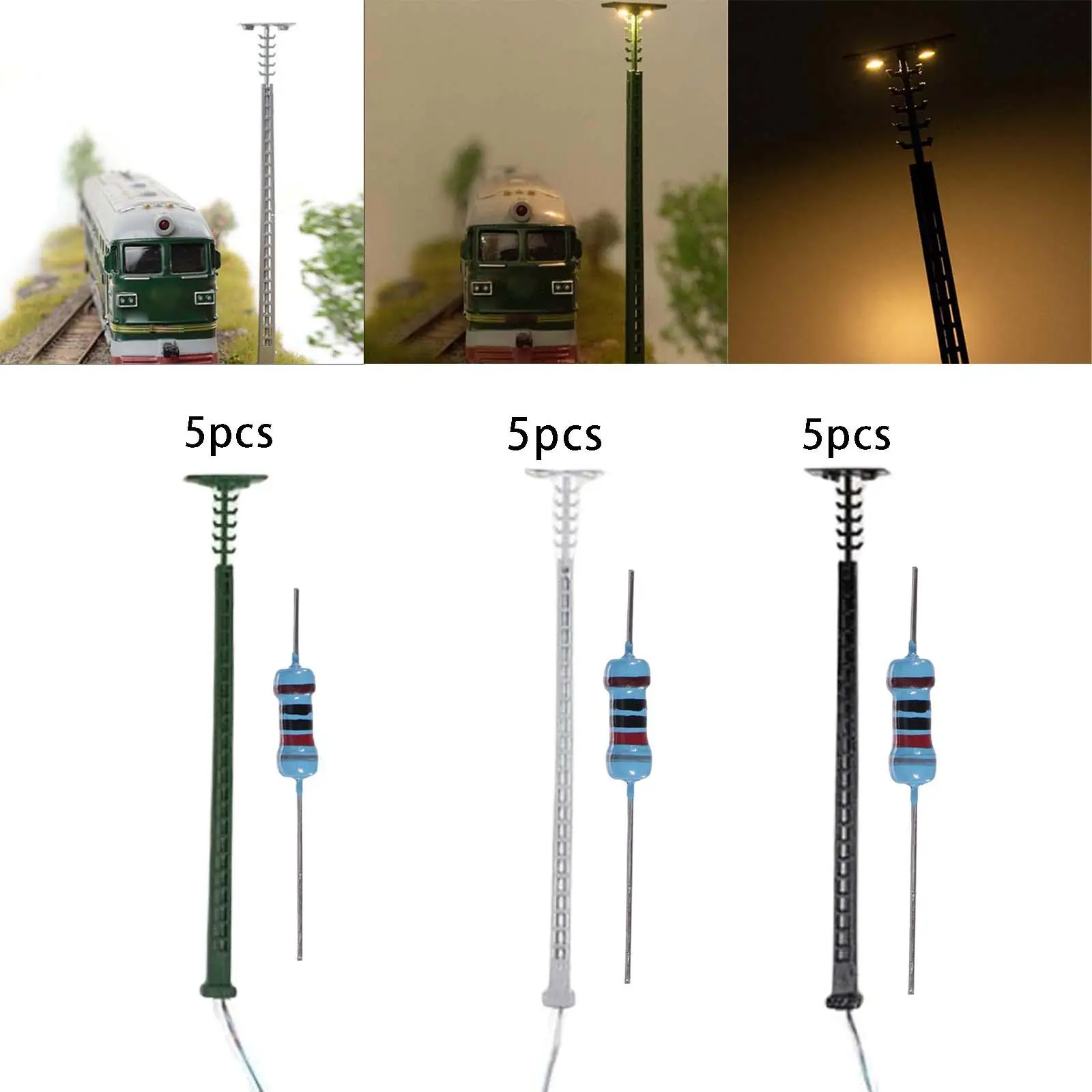 

5 Pieces Model Railway Lights HO Gauge Miniature Train Lights for Landscape