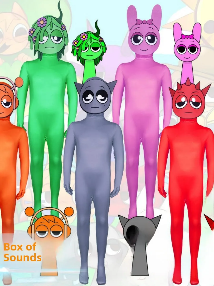 

Оранжевый комбинезон Incredibox, костюм для выступлений на Хэллоуин, костюм в стиле ритма, вдохновленный игрой, небрендовая сценическая одежда для женщин
