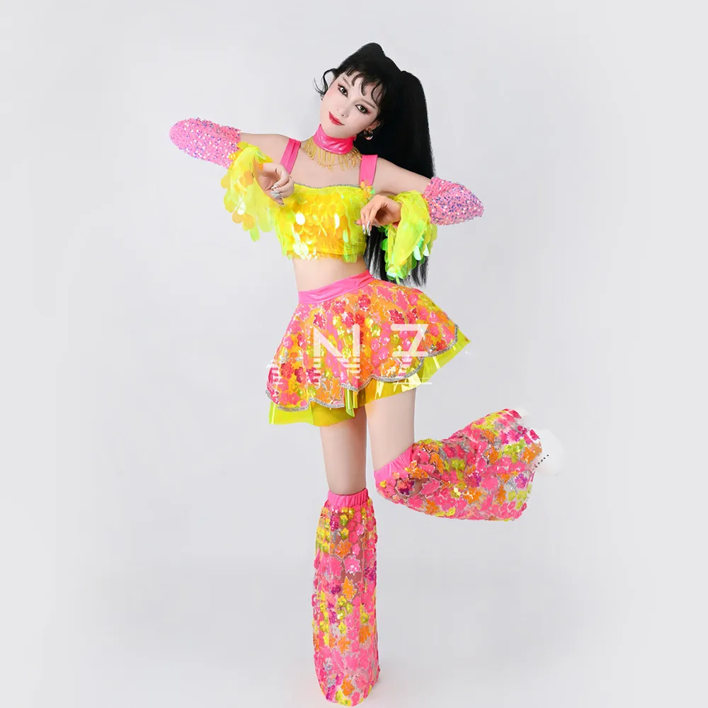 Moda Sexy mujer bailarina traje de escenario club nocturno carnaval fiesta espectáculo Festival actuación traje de baile conjunto de lentejuelas brillantes