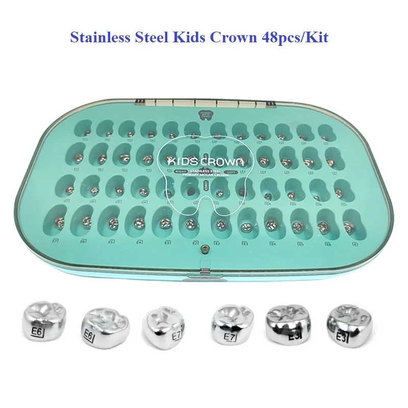 

48PCS Korea Shinhung Kids Crown Stainless Steel Primary Molar Crowns Temporary Teeth Crown For Children Dental Kids Teeth Crowns