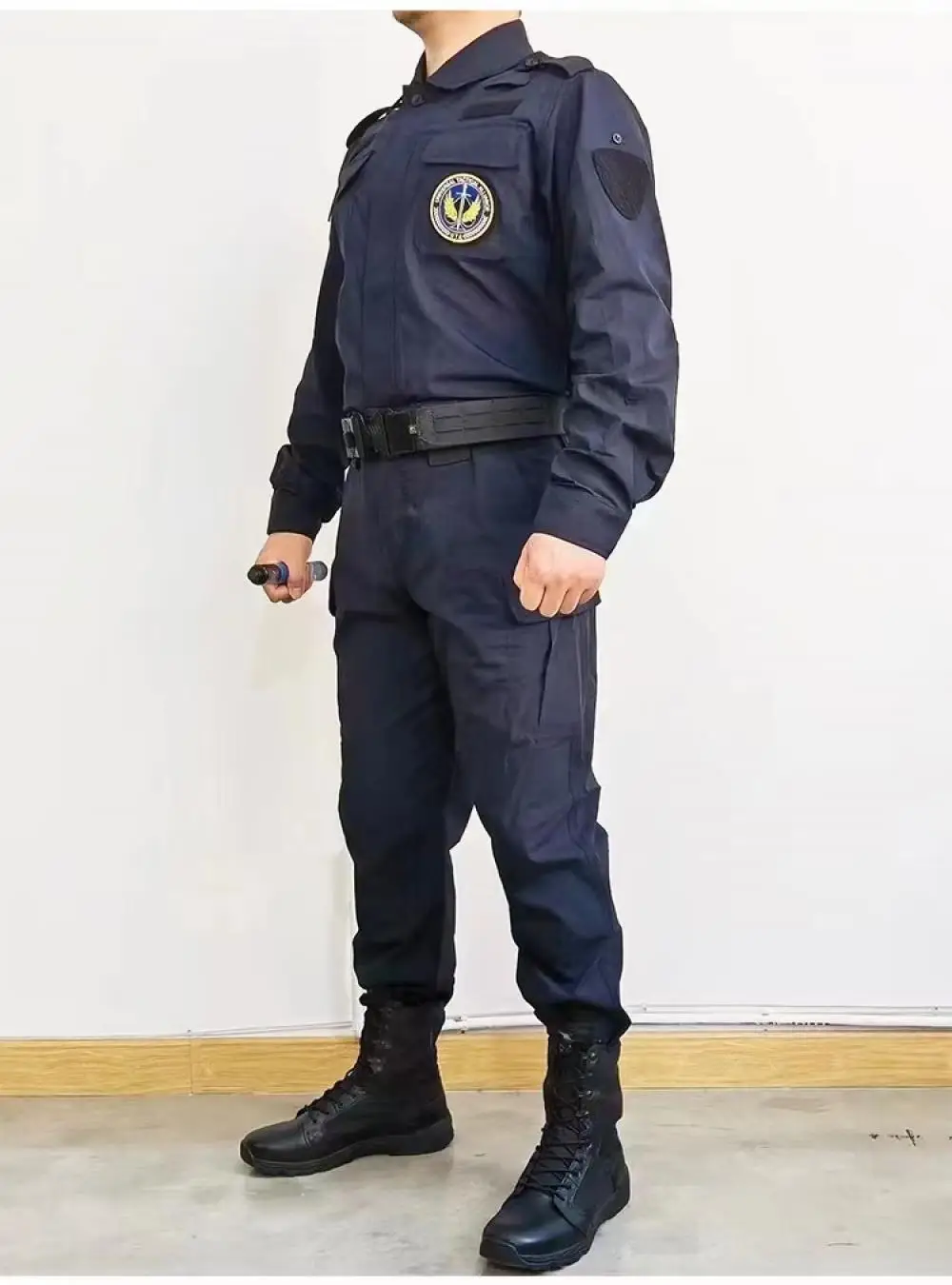 Training Uniform Spring and Autumn Seasons Tactical Set Navy Blue Plaid Instructor Security Training Uniform