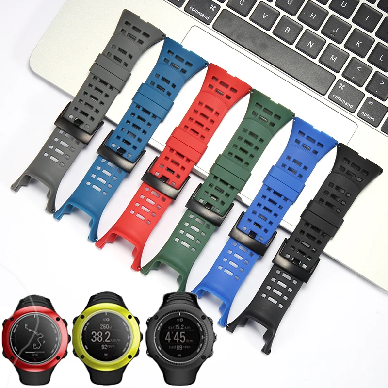 Watch Accessories Suitable for Suunto Ambit 3S 3 Peak Ambit 2R  2S Men's Strap 24mm Rubber Silicone Sports Waterproof Wrist Band