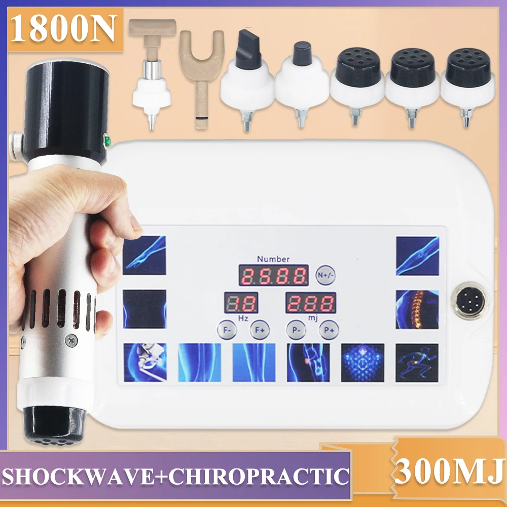 

300MJ Professional Shockwave Therapy Machine for ED Physiotherapy Relief Low Back Pain Massage 2025 New Handle 2 In 1 Massager