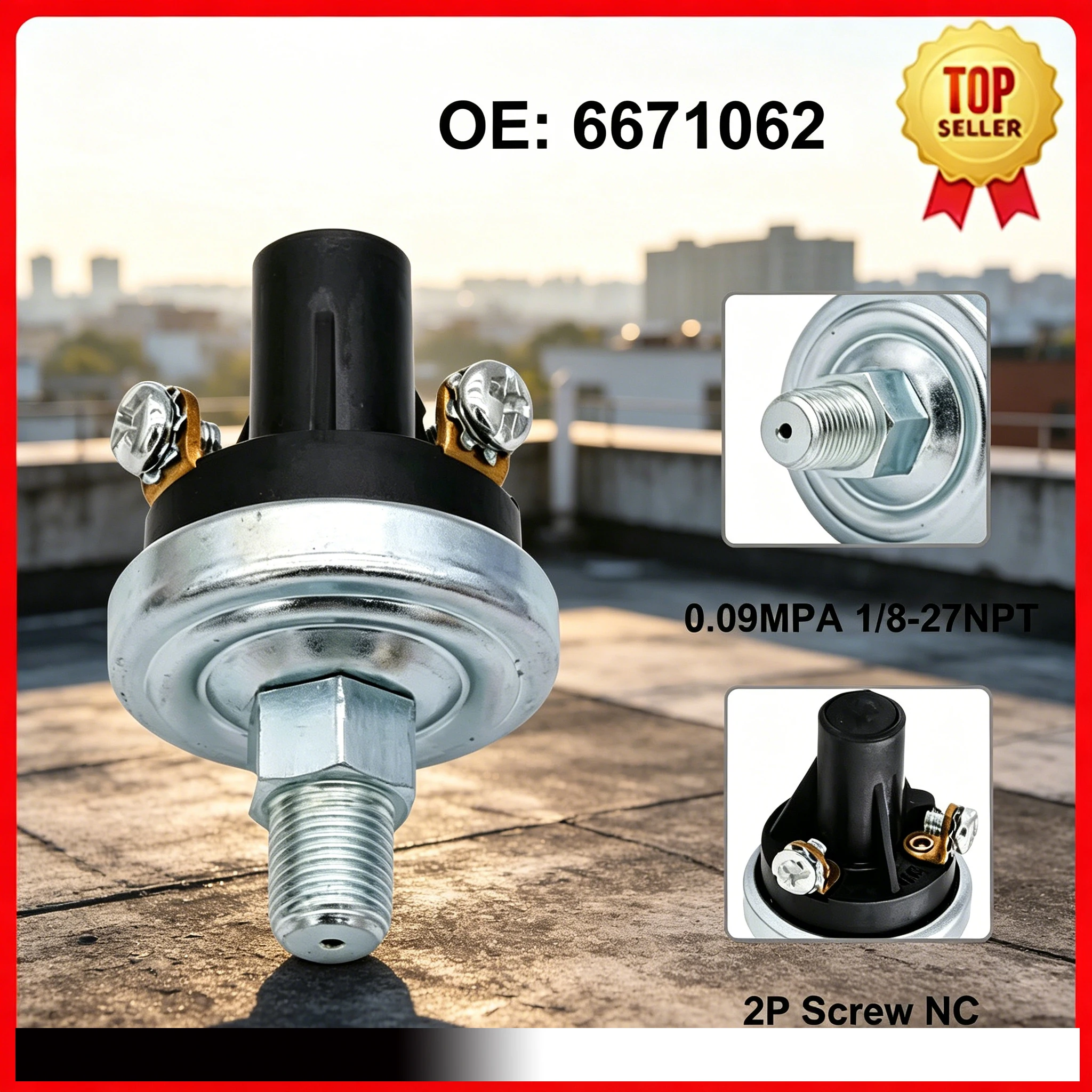 Hydraulische oliedruksensorschakelaar 6671062 voor Bobcat-lader 443 540 542 543 2P (2 schroefklemmen) 1/8-27NPT NC 79323-25-29