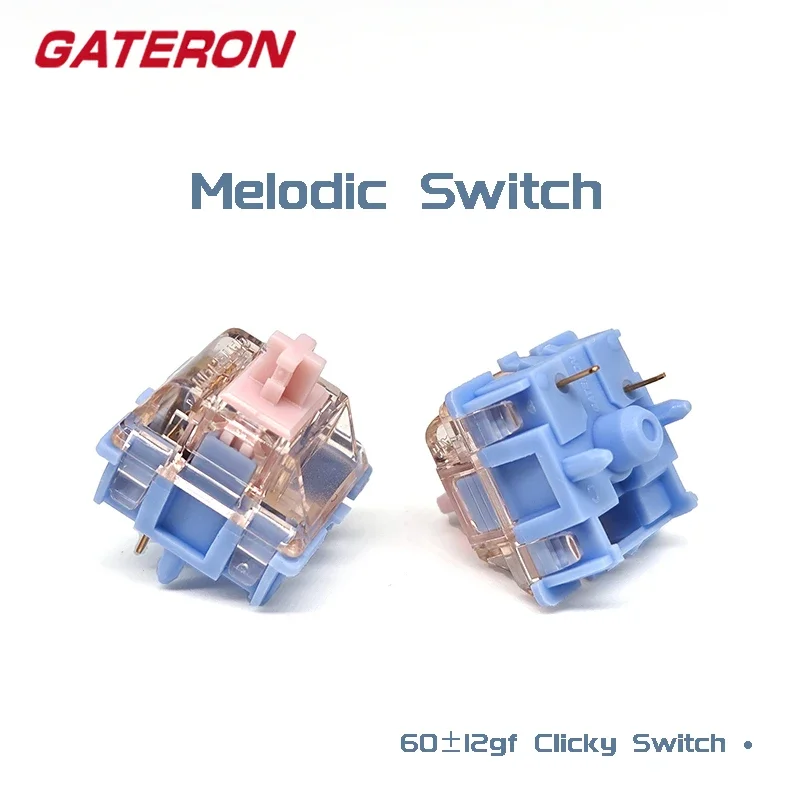 

Gateron Melodic Switch 60g Clicky 5-Pin MX Switch for Mechanical Keyboard Pre-lubed Nylon SMD Long Spring Dual Rail DIY F75 F87