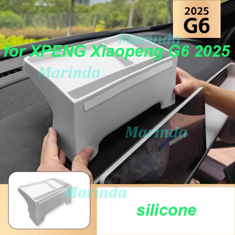 

Автомобильный ящик для хранения за экраном для XPENG Xiaopeng G6 2025, приборная панель, ETC, силиконовый резиновый ящик для хранения, аксессуары для интерьера
