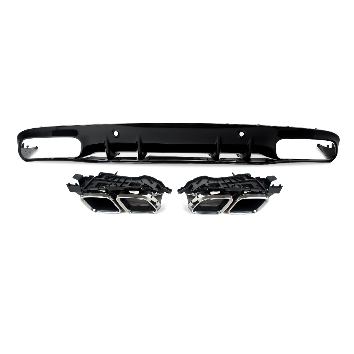 Achterbumper diffuser voor Mercedes Benz C-Klasse C205 Coupé 2015-2018 C63 Style bumperlip met uitlaatsierstukken C300 C200 C180 C250