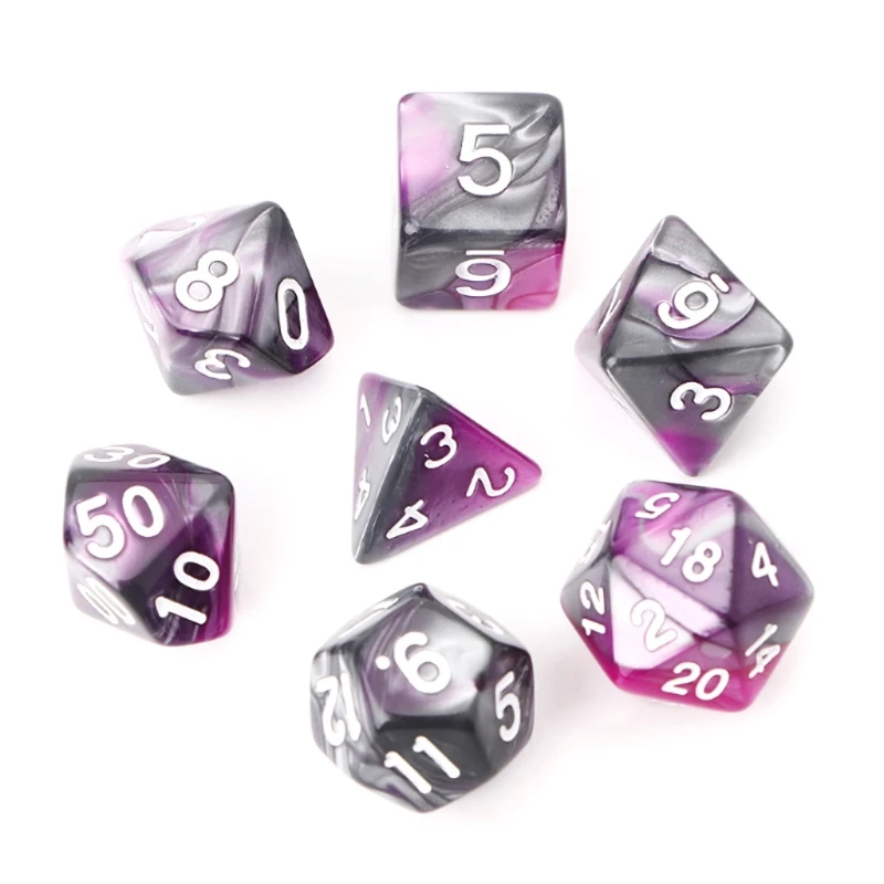 

Yunyun 7 шт./компл. акриловые многогранные кости для настольной игры TRPG D4-D20