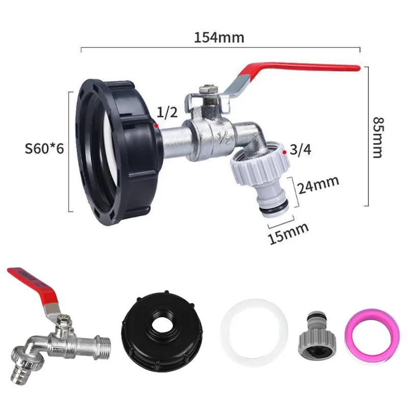 Linha grossa Tanque Tap Adapter, Tanque Tap Adapter, Jardim Quick Connect Faucet, Tanque de liga Tap, 1000 Litros Ibc Acessório, Válvula Fitting