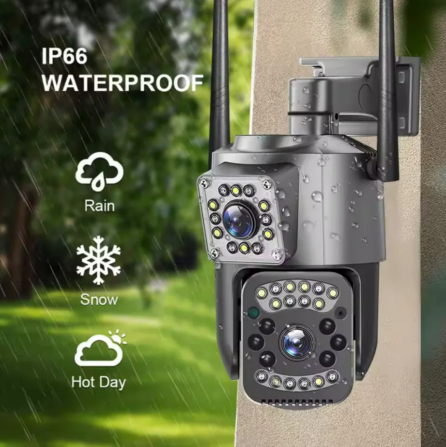 

Outdoor AI intelligent WiFi Dual Lens 4x Zoom 8MP High-definition Color Night Vision Monitoring Camer IP66 Waterproof V380 Pro