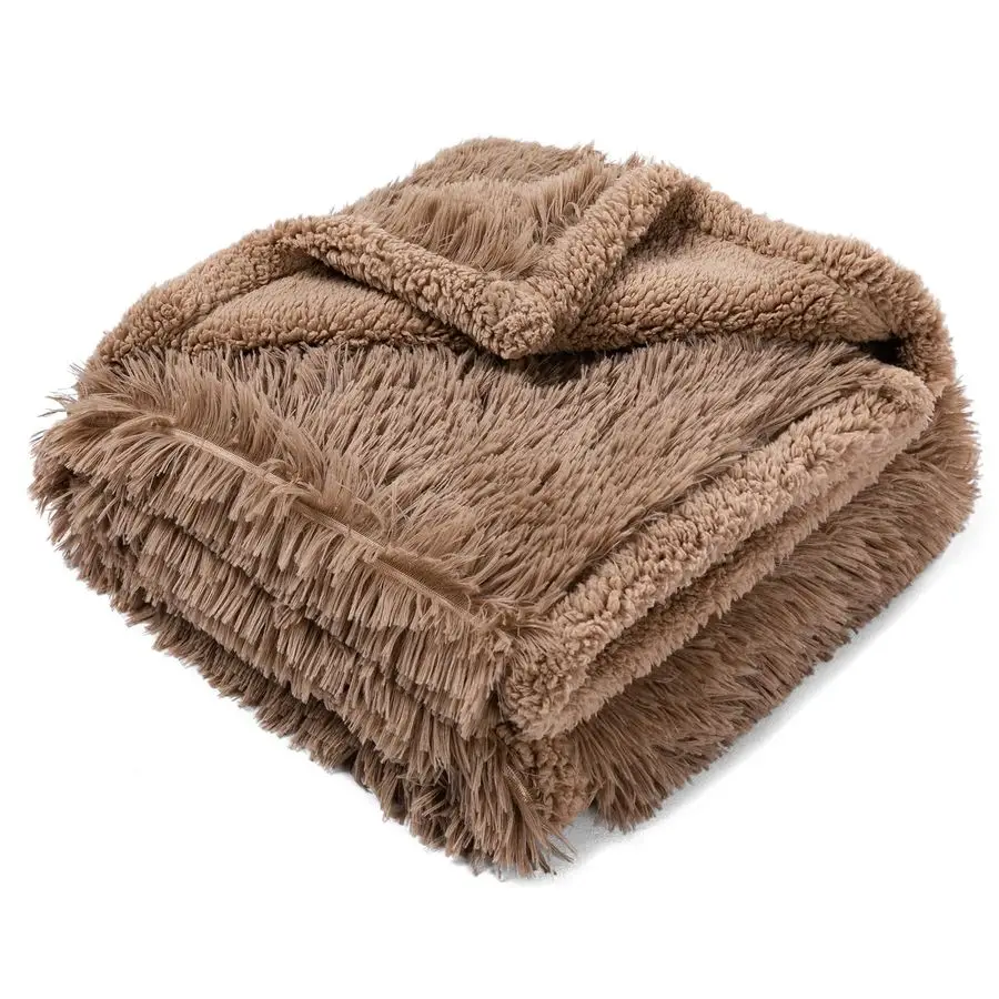 

Успокаивающие покрывала для лежанок для собак, пледы для крупных собак и кошек, коричневые пушистые длинные пледы из искусственного меха, двусторонние чехлы для диванов и кушеток, моющиеся