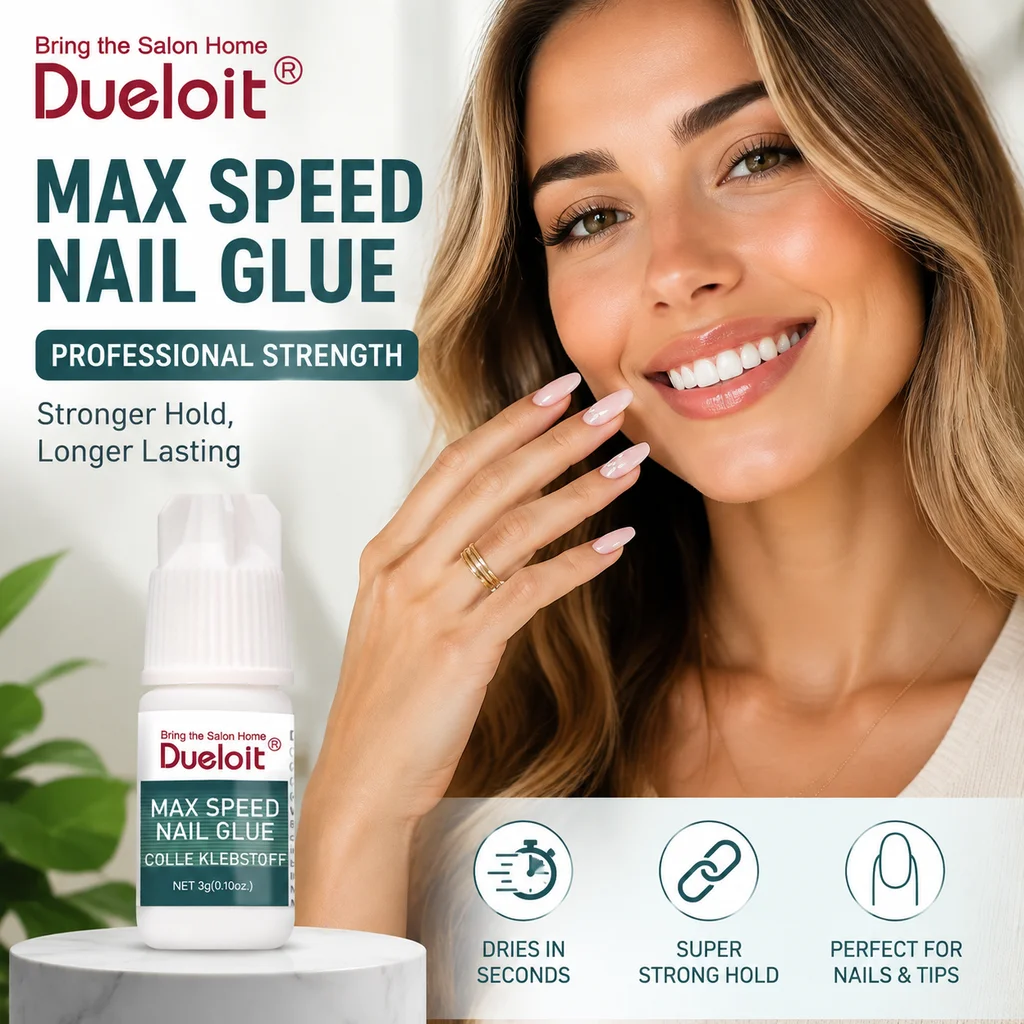 Max Speed Nail Glue Professional Salon Grade, Fast Drying Instant Strong Hold Nail Adhesive for Acrylic Nails Fake Nail Tips Press On Nails Nail Extensions, Quick Bond Precision Tip Nail Glue for Home DIY Salon Nail Art Broken Nail Repair, Mini Travel Siz