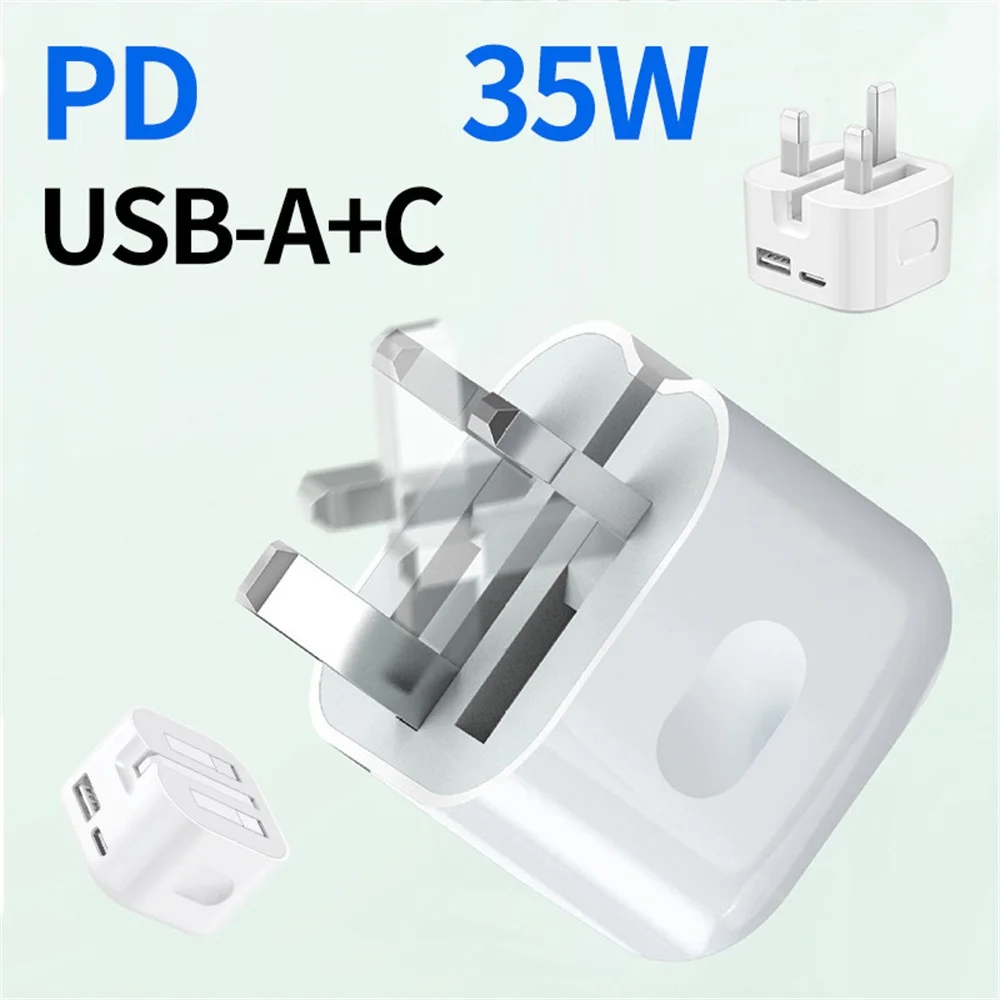 Fast Quick Charging Dual Ports PD A+C 20W 35W UK GB AC Home Travel USB C Charger For IPhone 13 14 15 Samsung htc lg Xiaomi