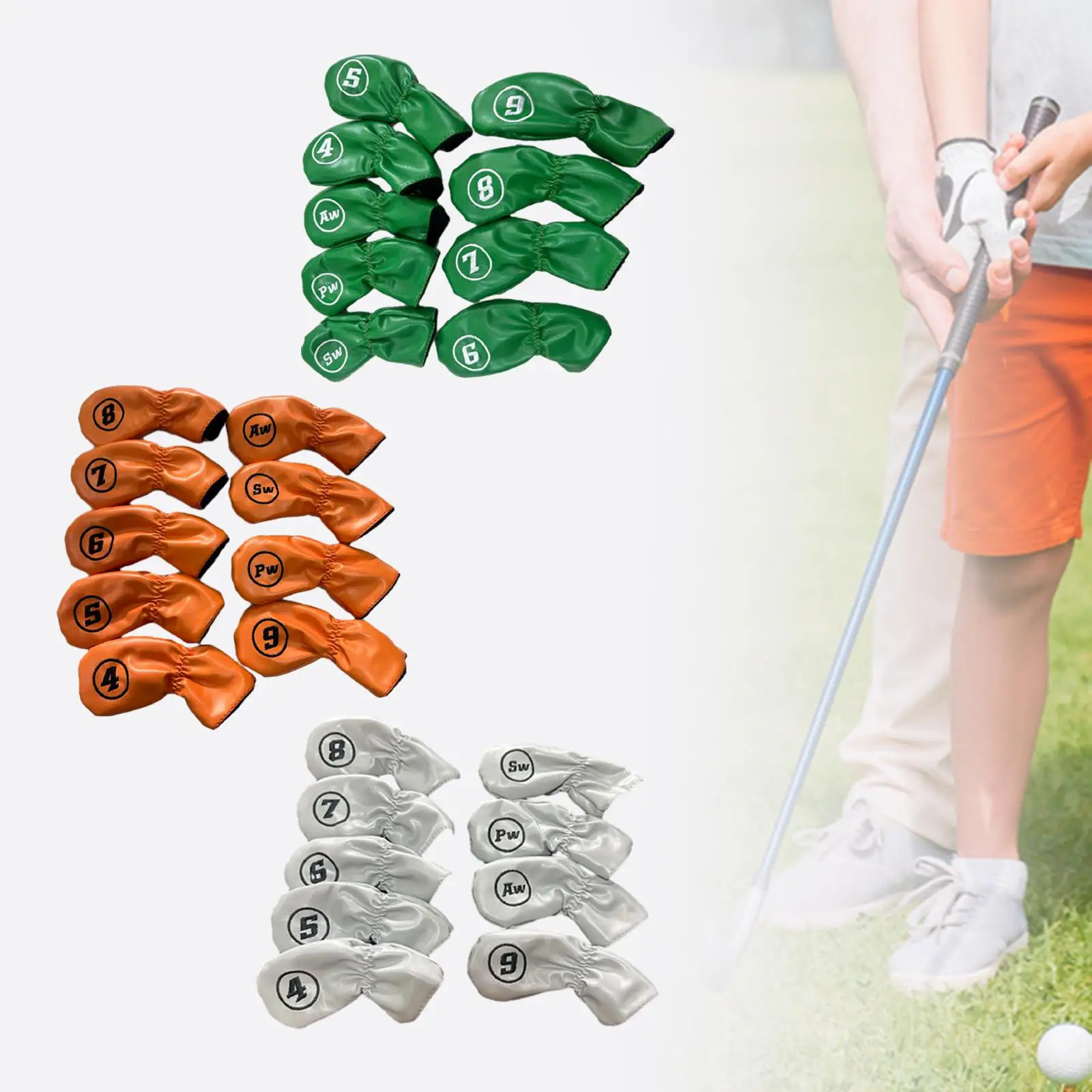 9 Piece Golf Iron Headcovers Golf Iron Protective Covers, Anti- Elegant Golf,Golf Irons Headcover Club Head Cover Protector