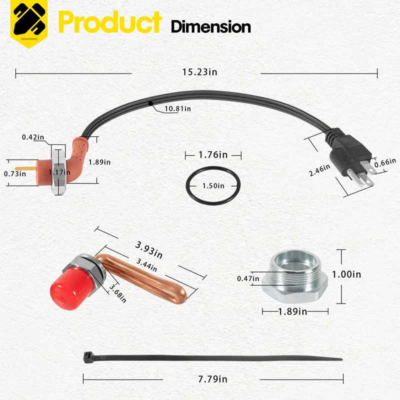 DZ102076 Engine Coolant Heater Kit with Power Cord Fits for John Deere Tractors |Fits Models 2550, 2350, 2555, 2355,and More