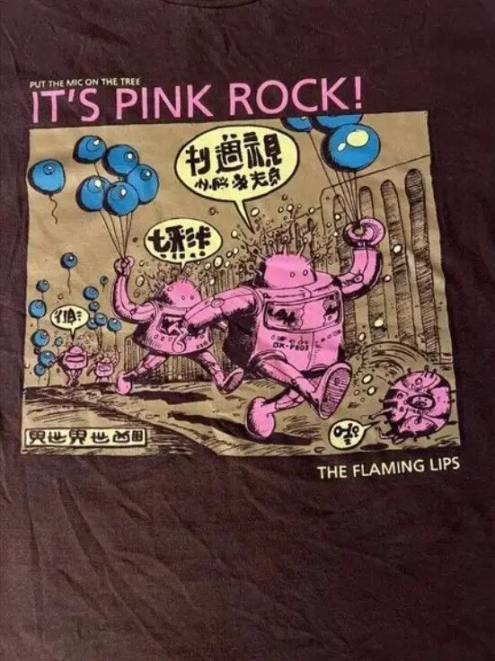 Remake Flaming Lips T-shirt Yoshimi Battles Pick Robots Mic Check TE7698