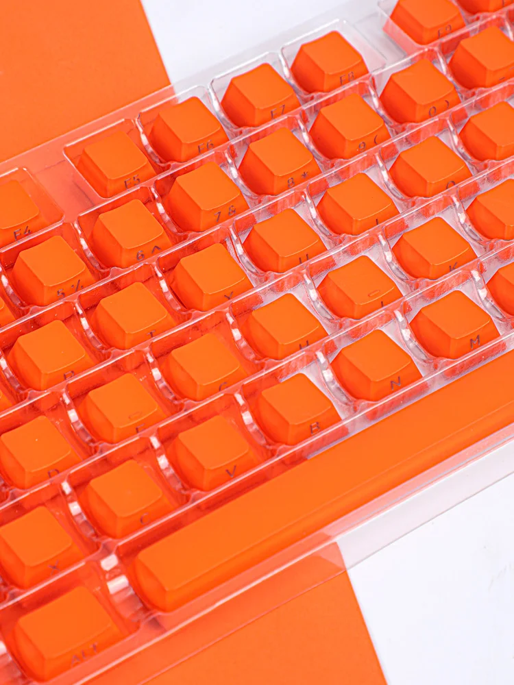 Cor clássica - Teclado mecânico transparente de cor sólida gravado lateral Amas Orange Keycap