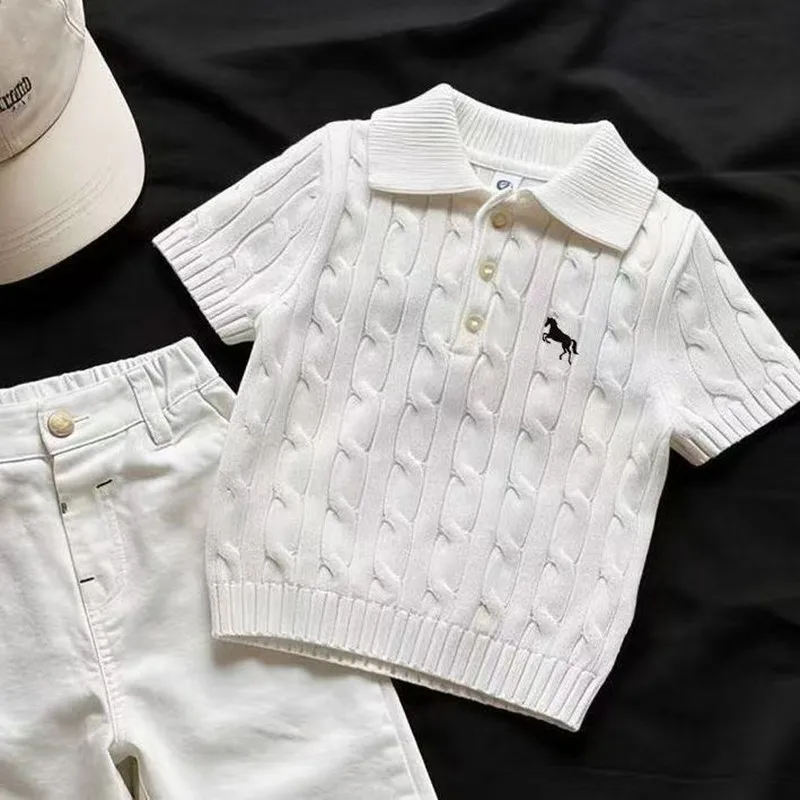 Girls' Spring and Autumn Suit Fashion 2026 New Children's Cream Fried Dough Twists Knitted Cardigan+Straight Pants Two-piece Set