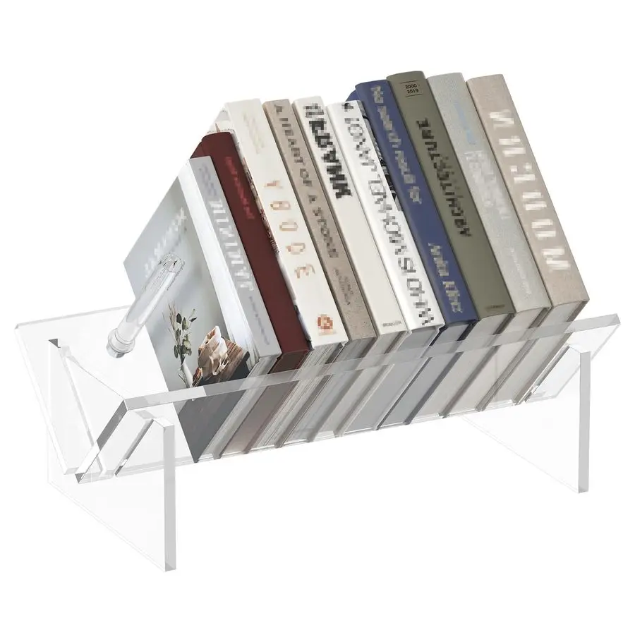 

Акриловая настольная полка для книг, органайзер для хранения книг, прозрачная современная настольная подставка для книг для офиса и дома