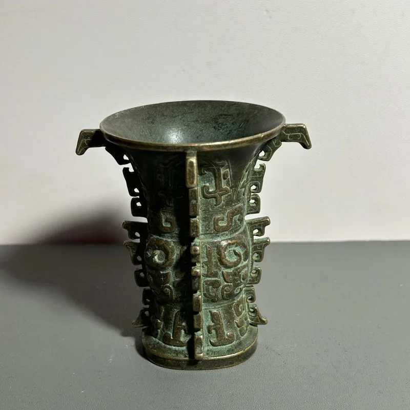 Western Period He Zun Ornament Bronze Craft Office Decoration Living Room Decorative Gift Collectible Vintage